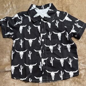 Black Cactus Print Kids Shirt